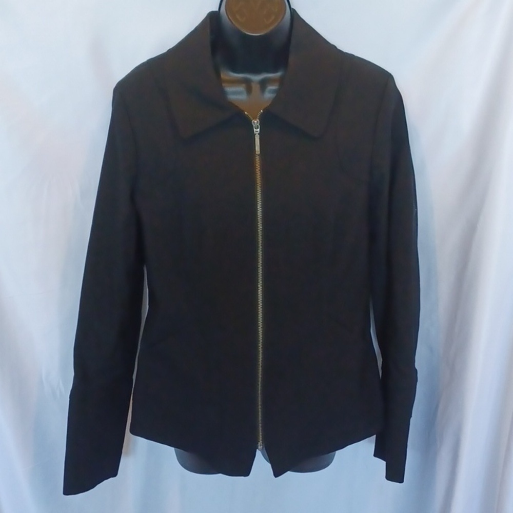Tribal Stretch Jacket, Black w/ silver zipper Sz 10, lined